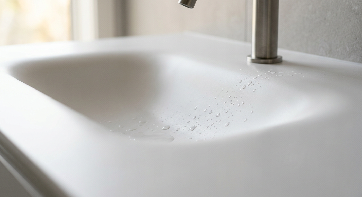 Essential Corian vanity, wall-hung